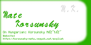 mate korsunsky business card